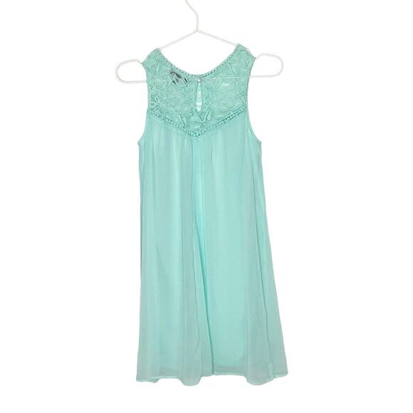 As U Wish Mint Green A Line Dress Sheer Lace Panel Lined XS - Picture 5 of 8
